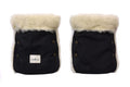 Wodoodporne naturalne mufki do wózka z owczej skóry – Czarno-białe